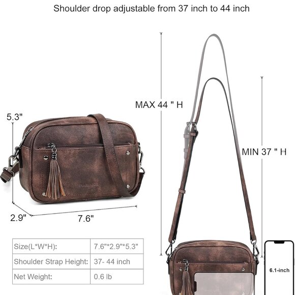 Fashionable Compact Crossbody Bag for Women - Vegan Leather with Clasp Closure - Picture 4 of 8